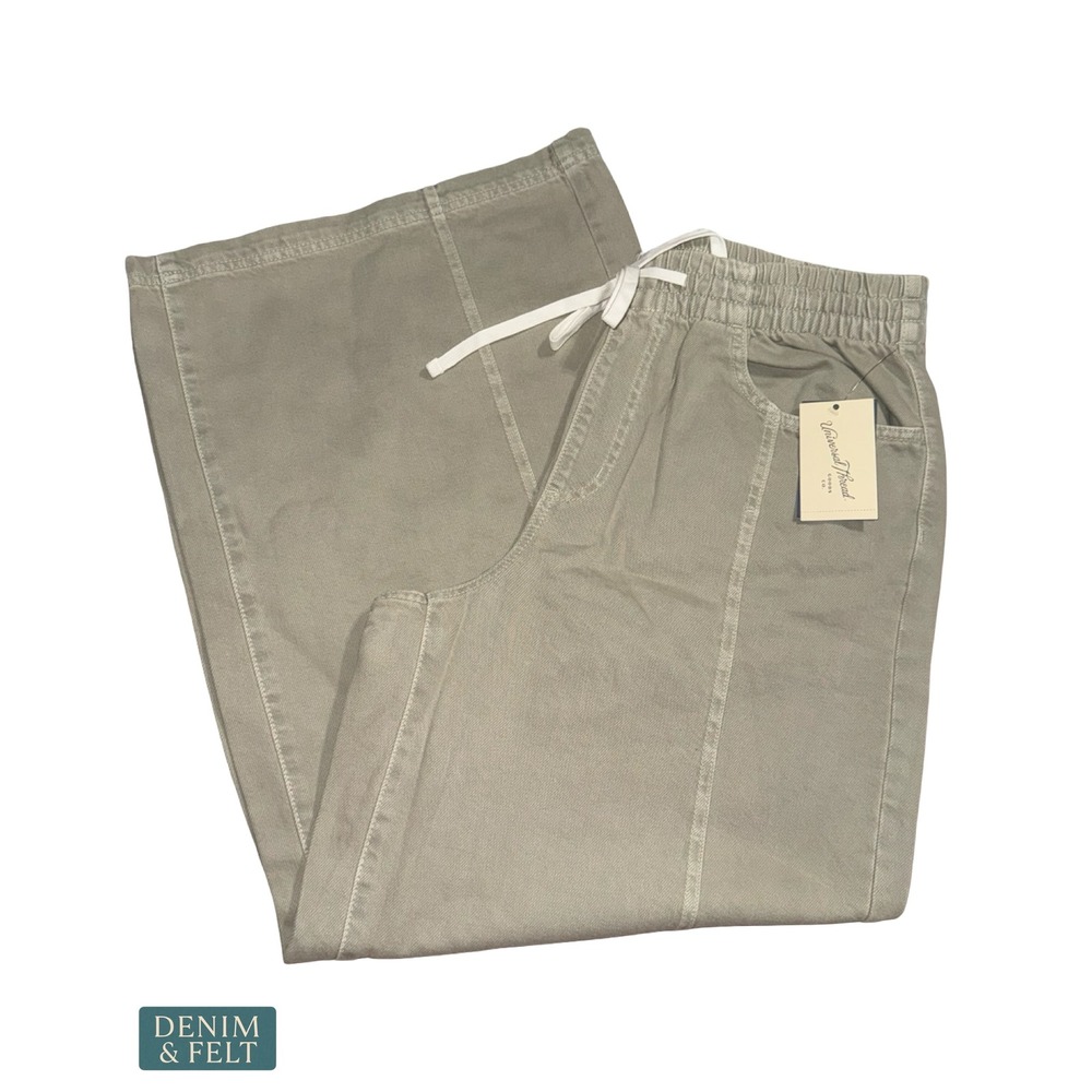 NEW Universal Thread Sage Khaki Green Pull On Wide Leg Utility Pants Medium